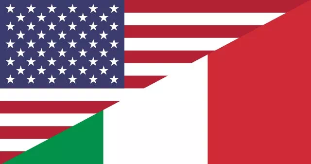 Flagi Włoch i USA